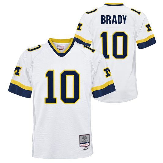 Youth Tom Brady #10 Michigan Wolverines 1999 White Mitchell & Ness Legacy NCAA Jersey - Pro Jersey Sports