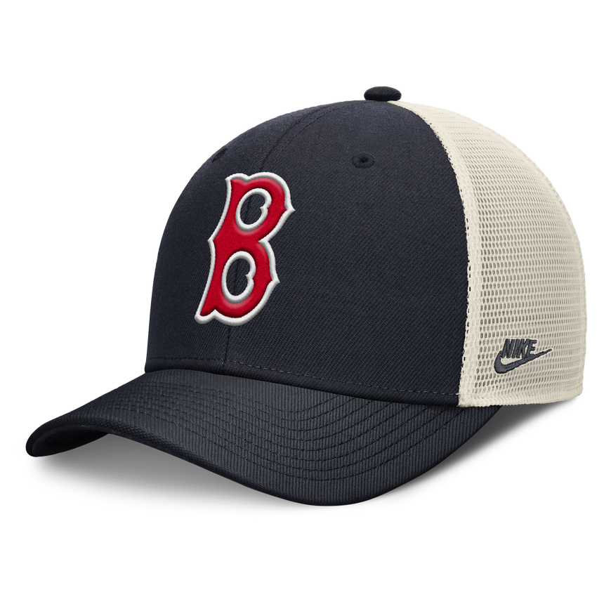 Boston Red Sox Nike Rise Navy Adjustable Snapback Trucker Hat - Pro Jersey Sports