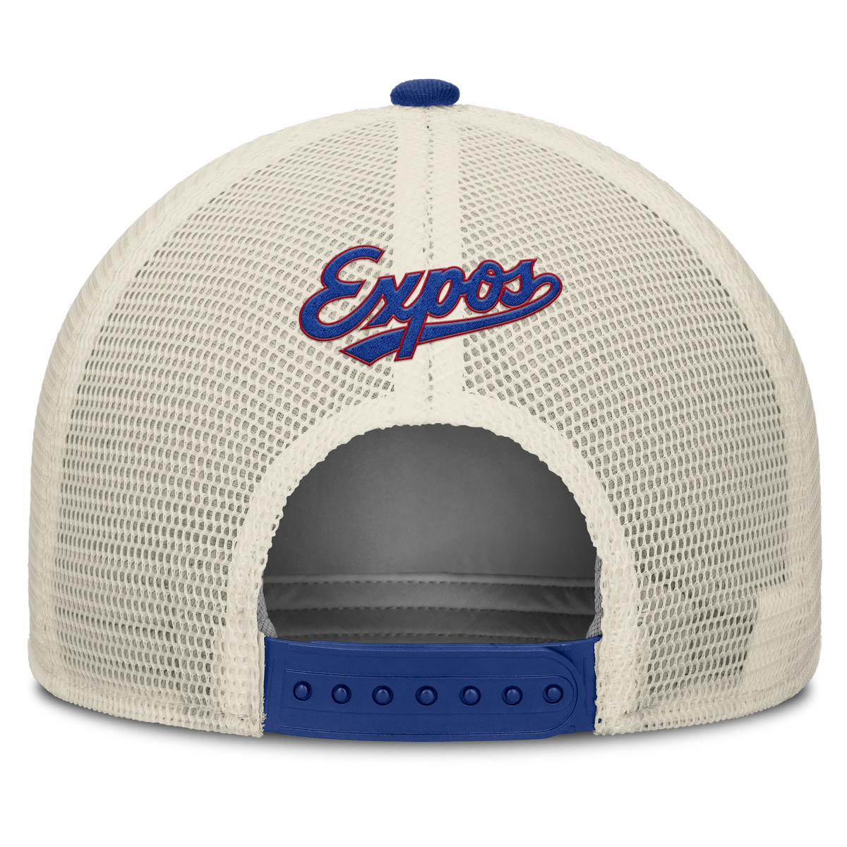 Montreal Expos Nike Rise Royal Adjustable Snapback Trucker Hat - Pro Jersey Sports