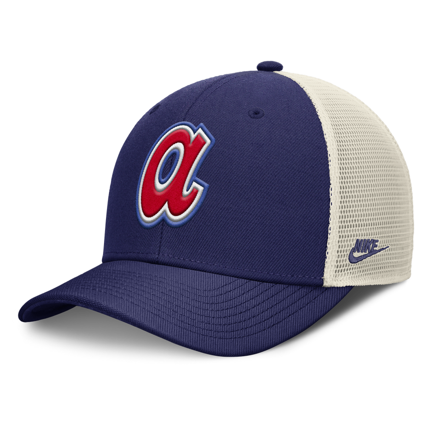 Atlanta Braves Nike Rise Royal Adjustable Snapback Trucker Hat - Pro Jersey Sports