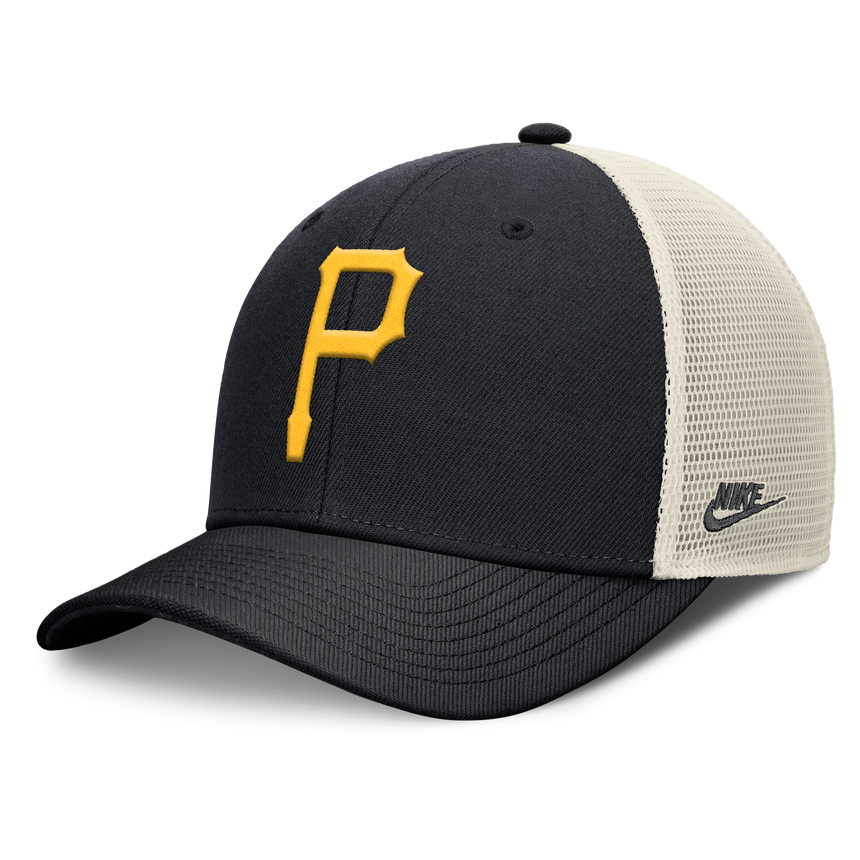 Pittsburgh Pirates Nike Rise Black Adjustable Snapback Trucker Hat - Pro Jersey Sports