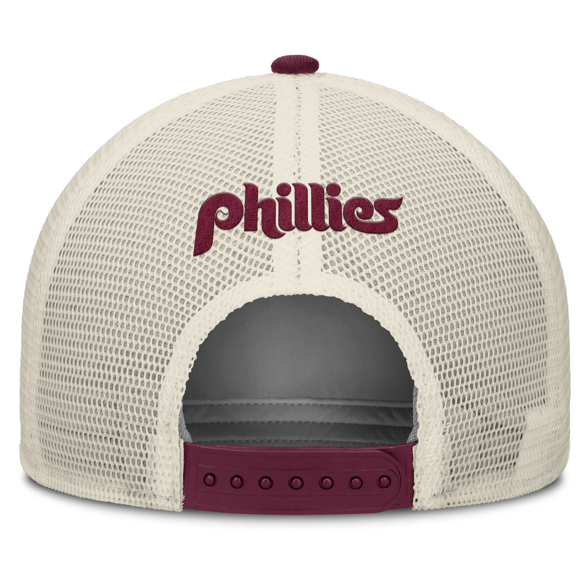 Philadelphia Phillies Nike Rise Maroon Adjustable Snapback Trucker Hat - Pro Jersey Sports