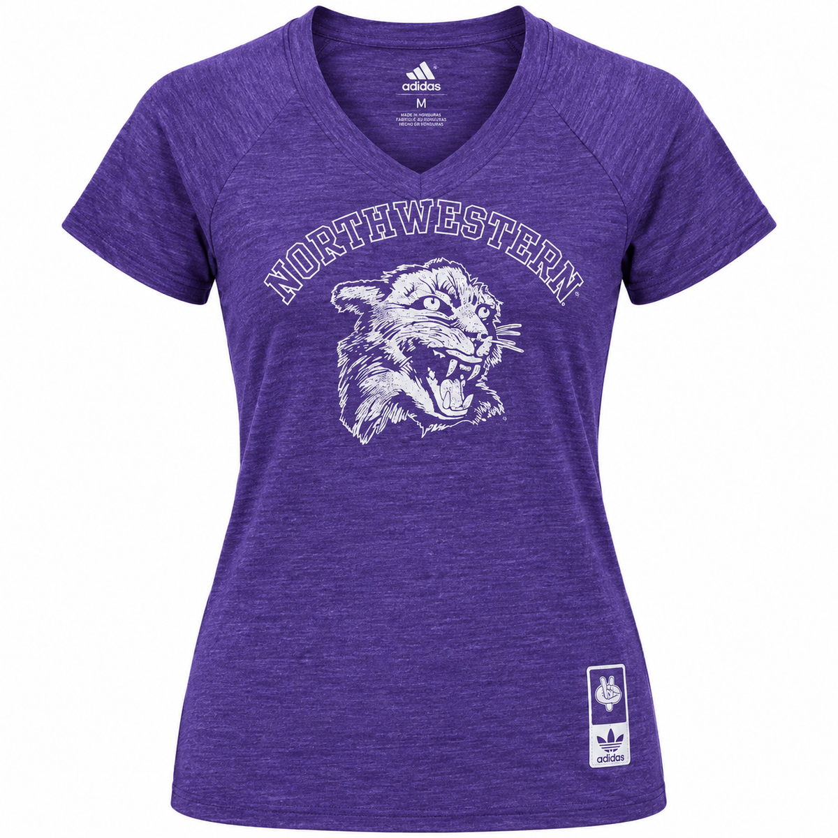 NCAA Northwestern Wildcats Women's Heather Purple adidas Originals Vault Tri-Blend V-Neck T-Shirt