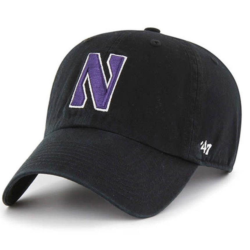 Northwestern Wildcats Black Cleanup Adjustable Hat By '47 brand - Pro Jersey Sports