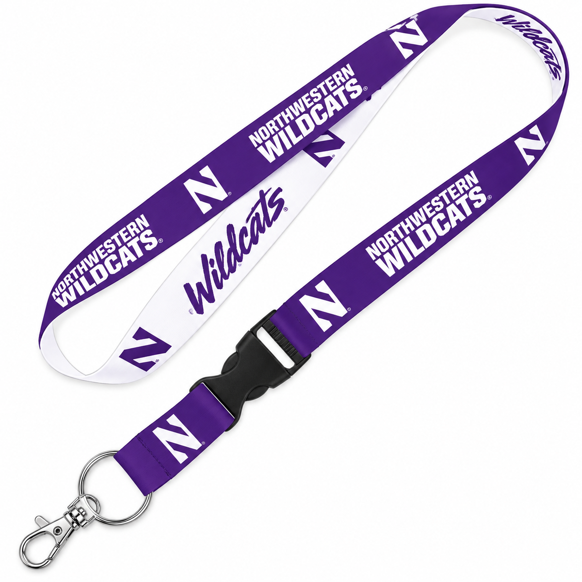 Northwestern Wildcats Purple/White Double Sided Lanyard With Detachable Buckle