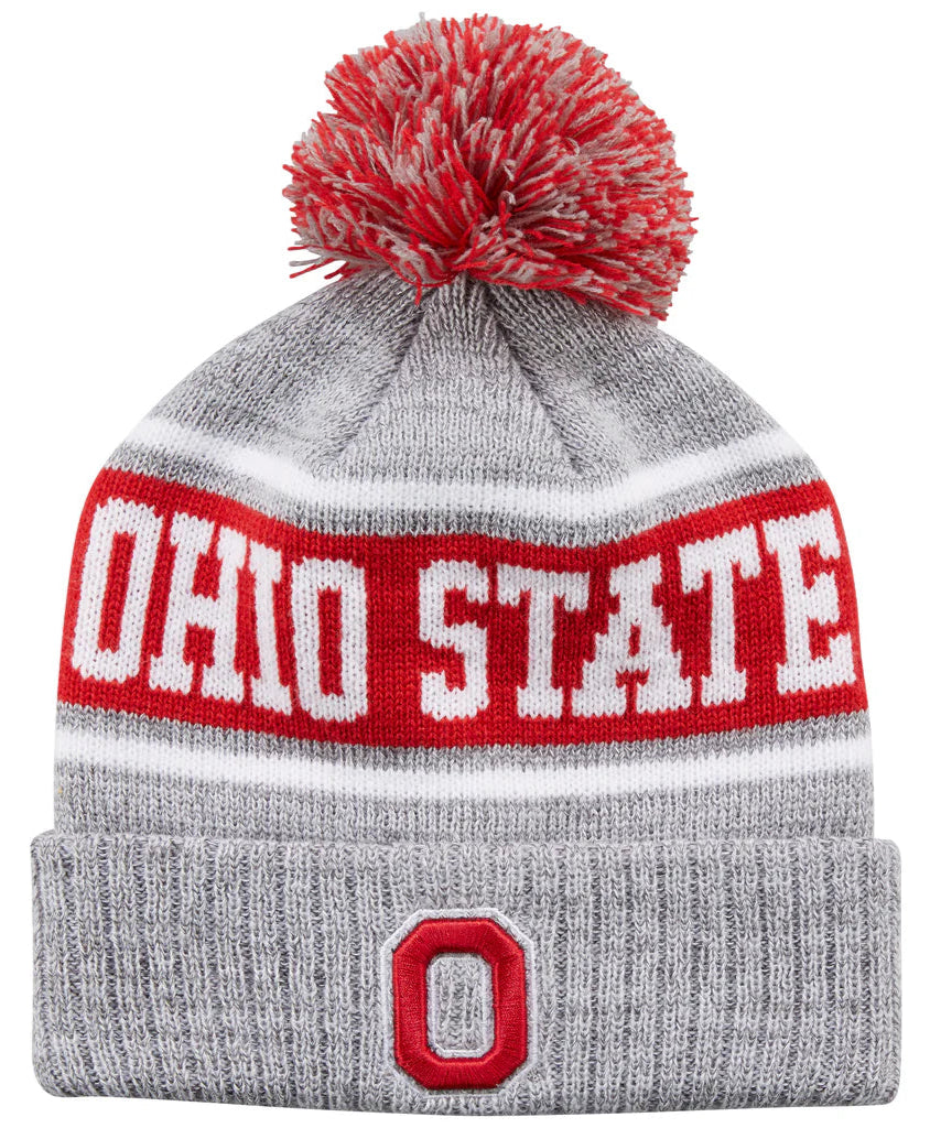 Ohio State Buckeyes Colosseum Gray Cuffed Pom Knit Hat - Pro Jersey Sports