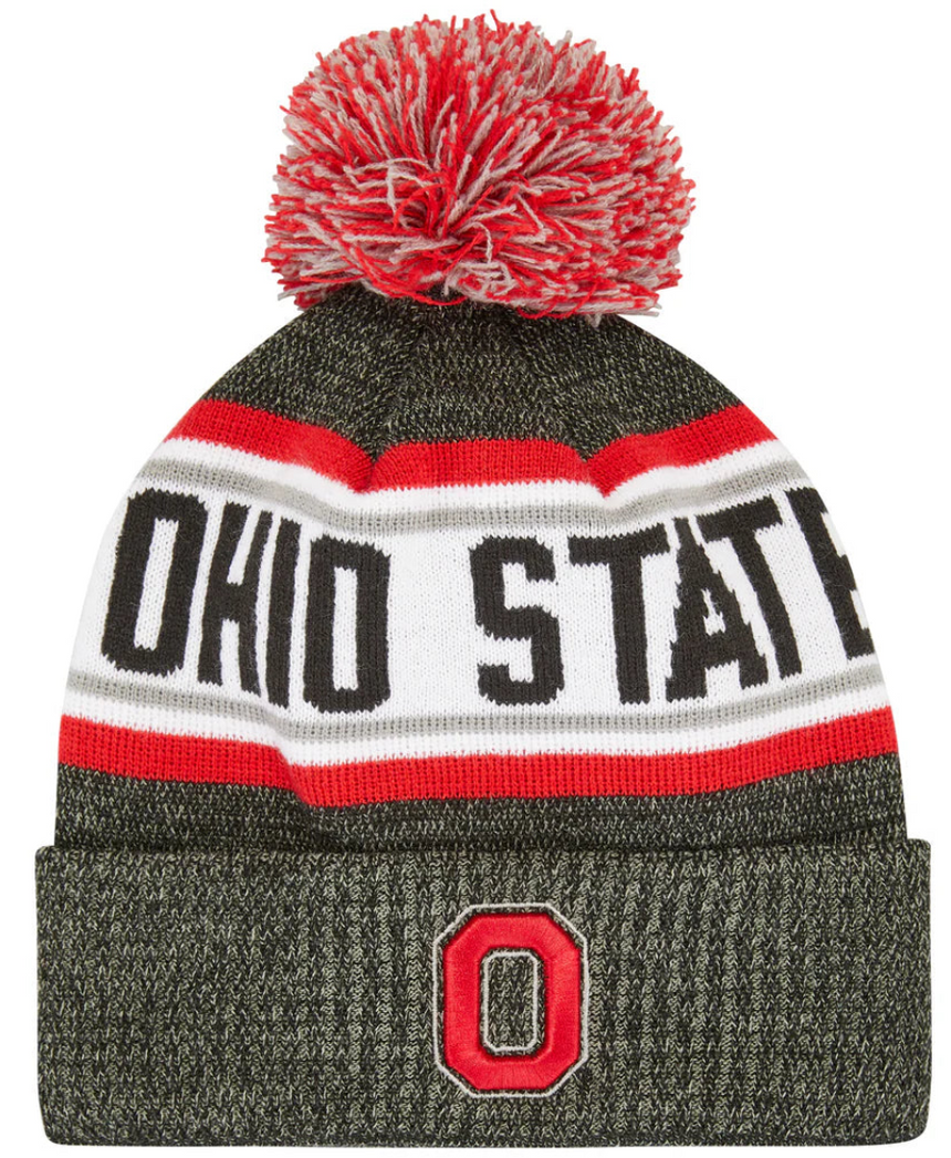 Ohio State Buckeyes Colosseum Dark Gray Cuffed Pom Knit Hat - Pro Jersey Sports