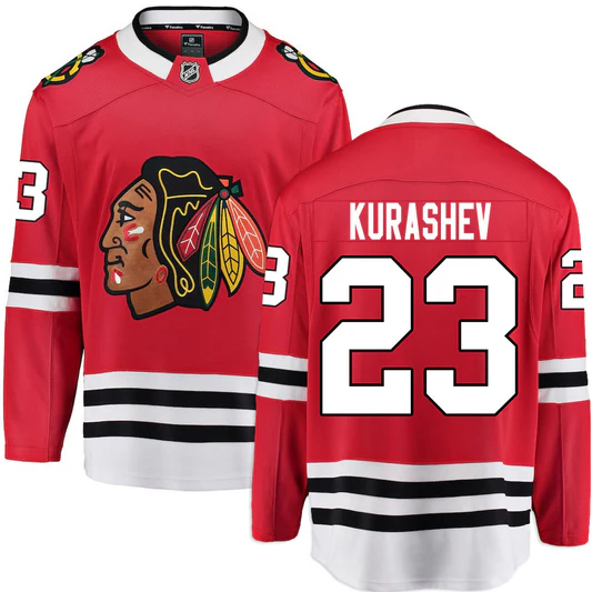 Men's Philipp Kurashev Chicago Blackhawks Red Home Fanatics Premium Twill Breakaway Replica Jersey