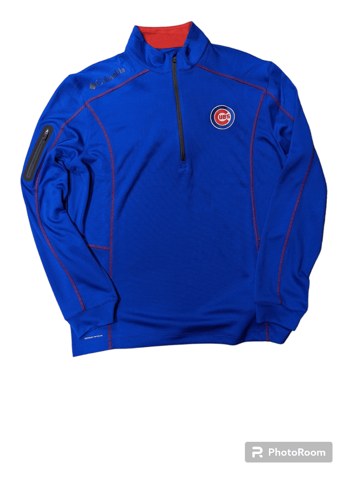 Men's Chicago Cubs Shotgun Omni-Wick 1/4 Zip Pullover Jacket-Red Trim - Pro Jersey Sports