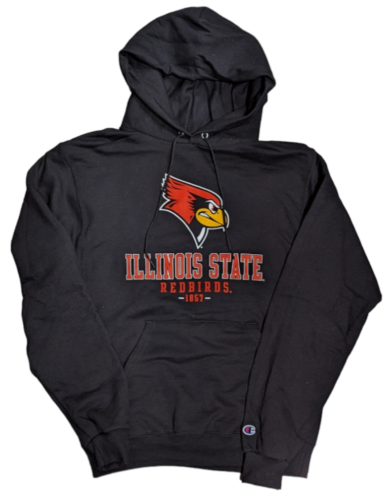 Men's Illinois State Redbirds Black Champion Powerblend Fleece Pullover Hoodie - Pro Jersey Sports