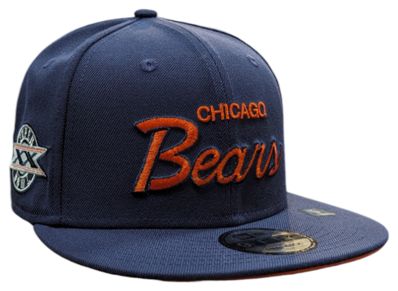 Mens Chicago Bears New Era Griswold Navy Super Bowl XX Side Patch 9FIFTY Snapback Hat - Pro Jersey Sports