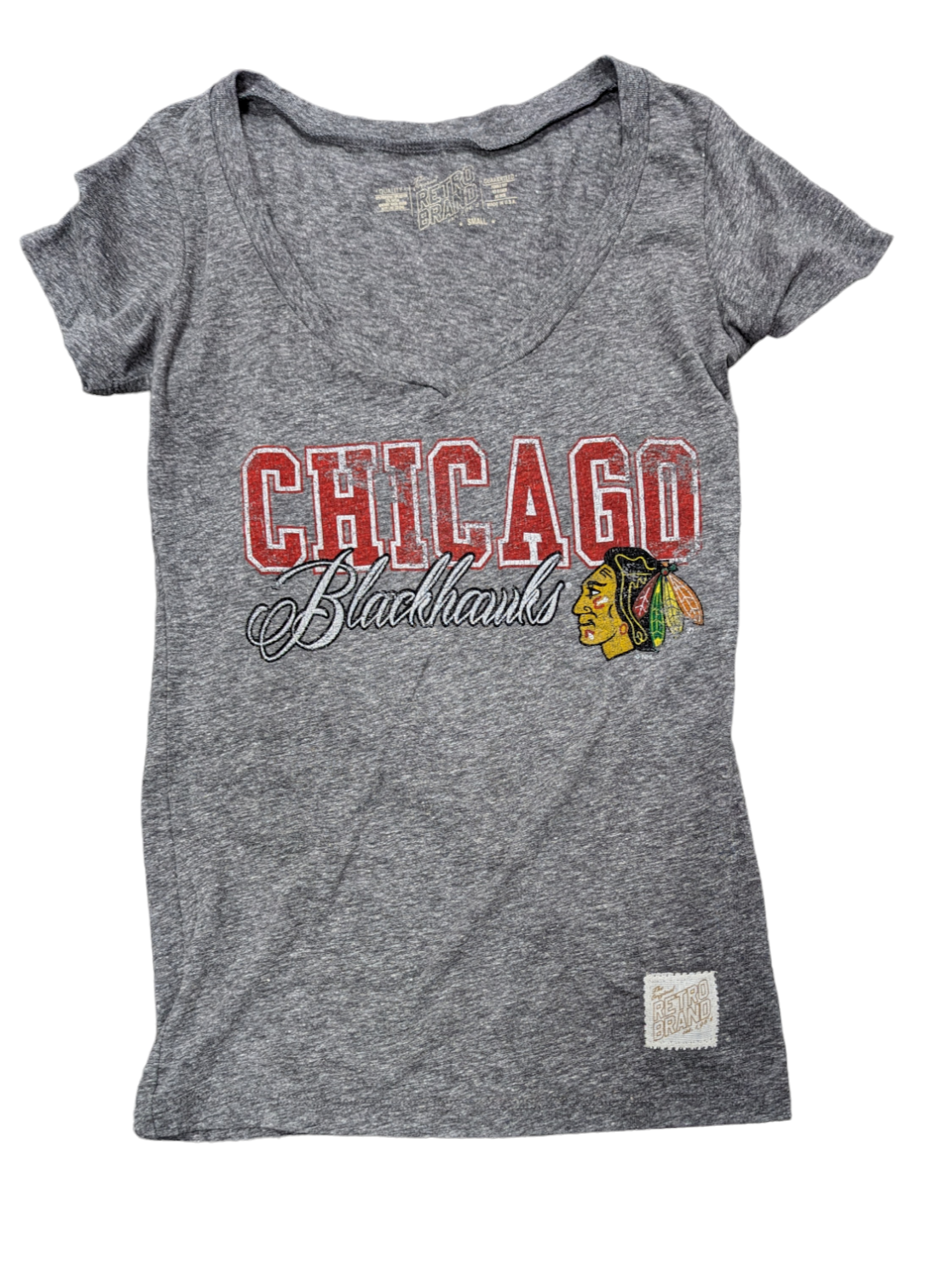 Women's Chicago Blackhawks Deep V-Neck Tee by Retro Brand - Pro Jersey Sports