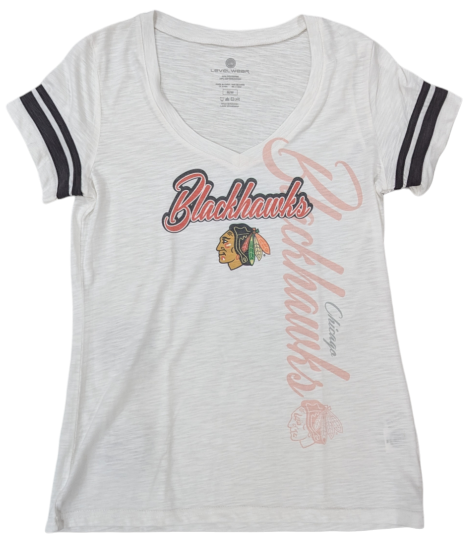 Women's Chicago Blackhawks LevelWear White Fanatic Frenzy FX T-Shirt - Pro Jersey Sports