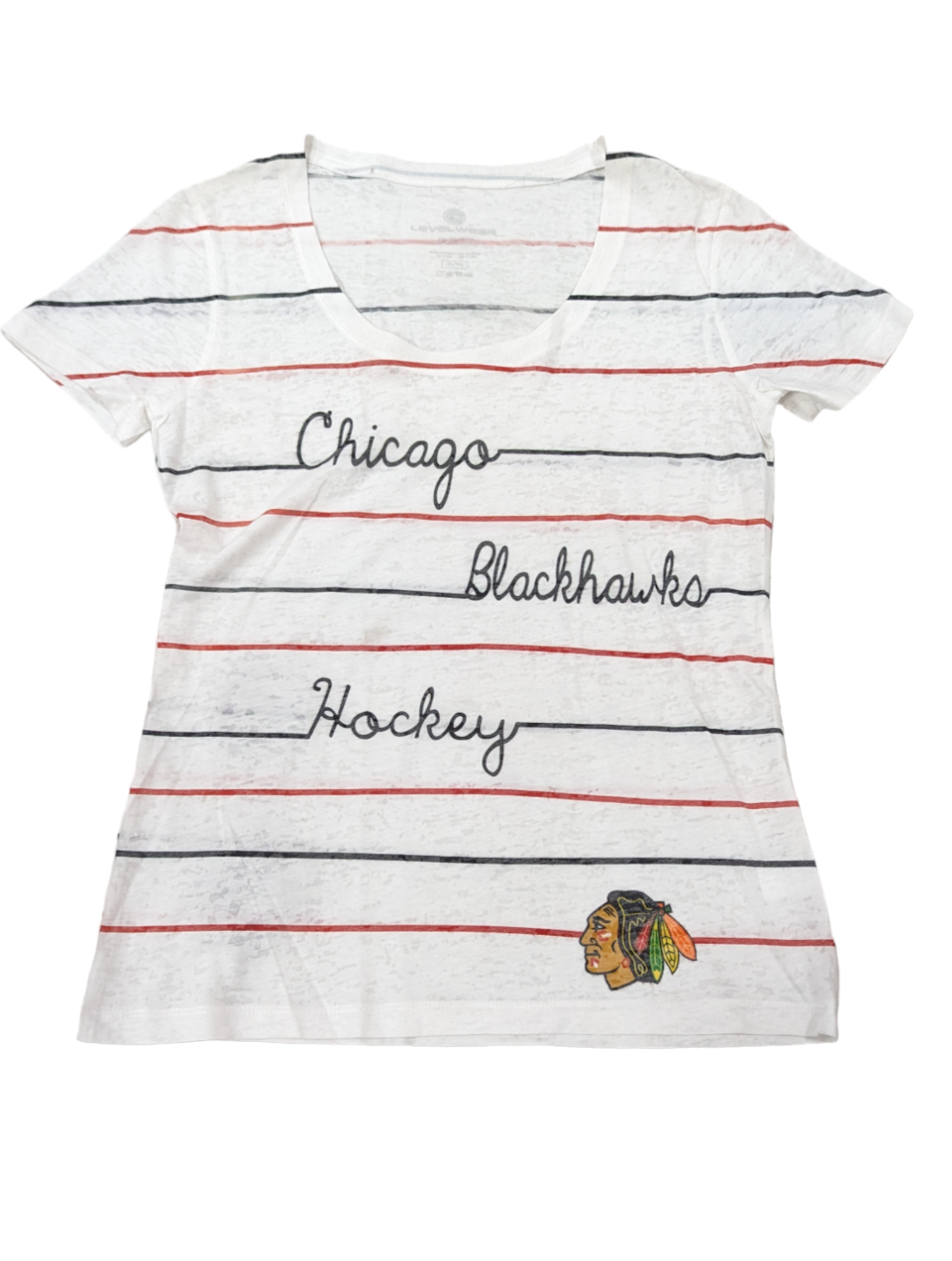 Women's Chicago Blackhawks LevelWear White Ella Scoop T-Shirt - Pro Jersey Sports