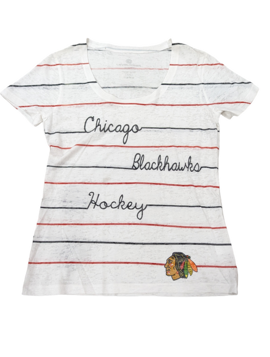 Women's Chicago Blackhawks LevelWear White Ella Scoop T-Shirt - Pro Jersey Sports