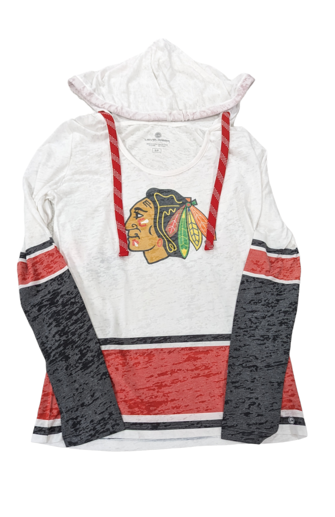 Women's Chicago Blackhawks NHL LevelWear White Skate Lacey Lucy Hooded T-Shirt - Pro Jersey Sports
