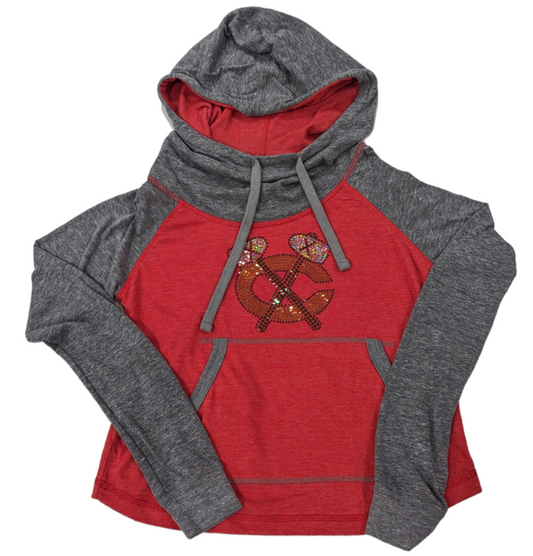 Women's Chicago Blackhawks NHL Soft As A Grape Red/Gray Color Blocked Pullover Hoodie - Pro Jersey Sports