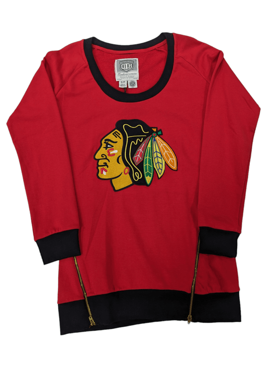 Women's Chicago Blackhawks Old Time Hockey Red Sydney Crewneck Sweatshirt - Pro Jersey Sports