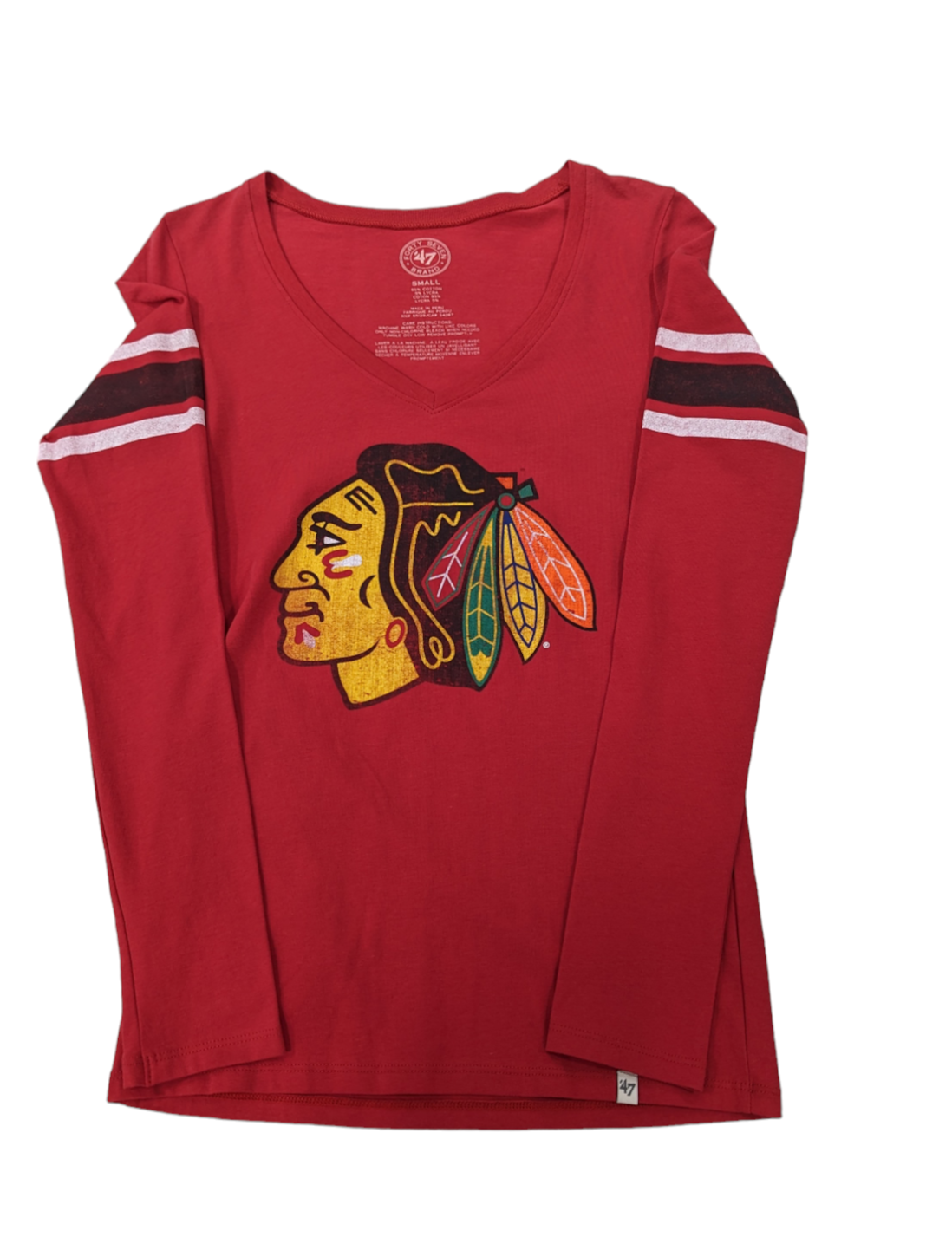 Women's Chicago Blackhawks '47 Brand Red Home Run Long Sleeve Tee - Pro Jersey Sports