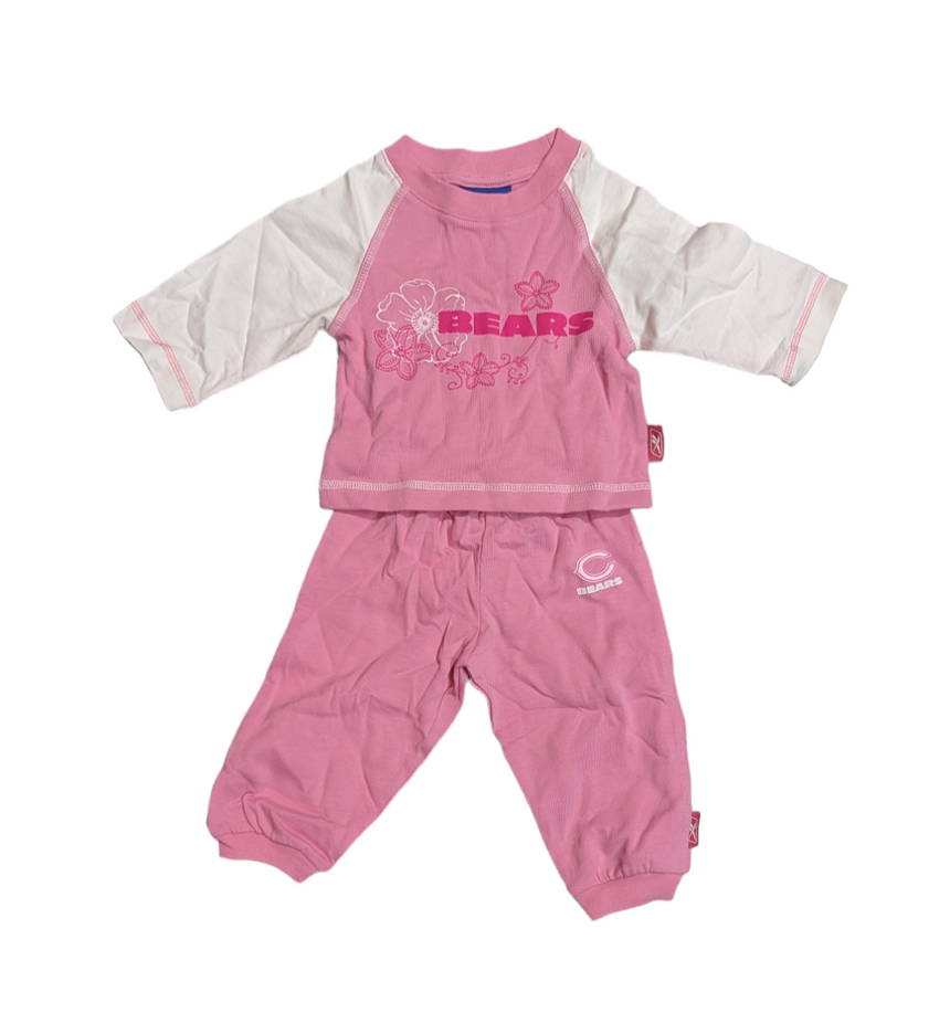 Infant Girls Chicago Bears Pink 2-Piece Long Sleeve Tee and Pant Set - Pro Jersey Sports