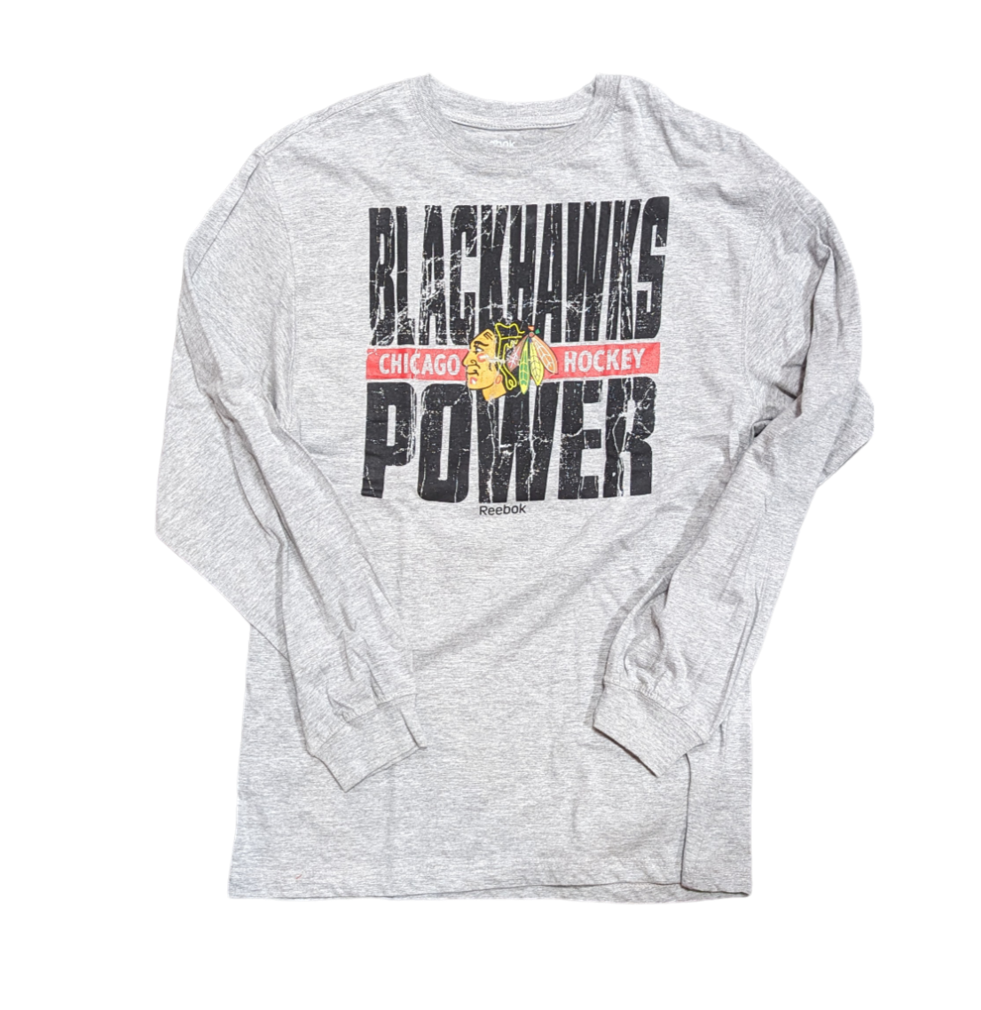 NHL Chicago Blackhawks Youth Reebok Black/Gray 2 In One Long Sleeve/Short Sleeve Combo T-Shirt - Pro Jersey Sports