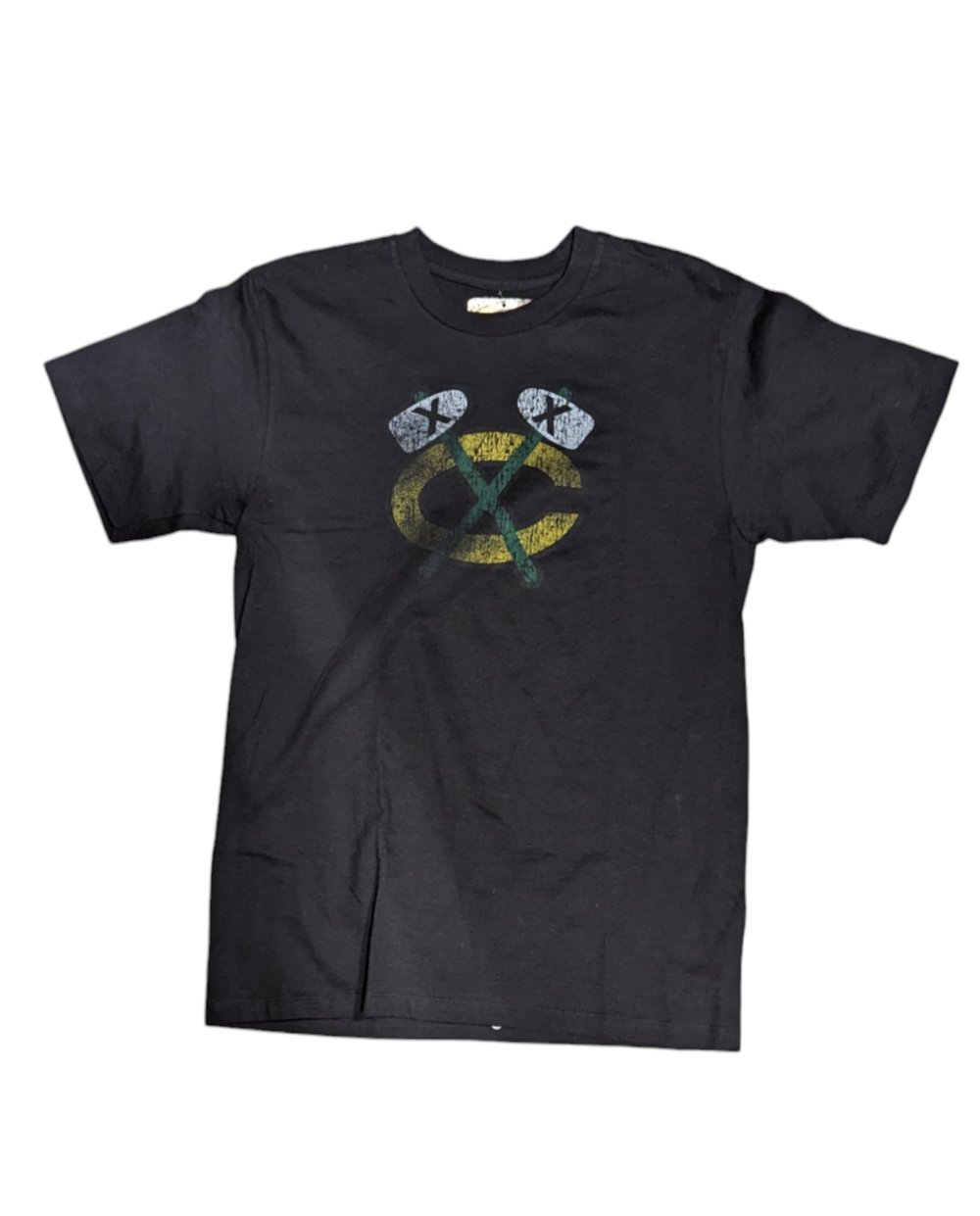 Men's Chicago Blackhawks Black Vintage Tomahawk Tee by Old Time Hockey - Pro Jersey Sports