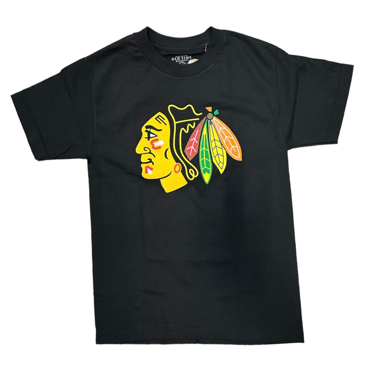 Chicago Blackhawks Logo Crewneck T-Shirt-Black - Pro Jersey Sports