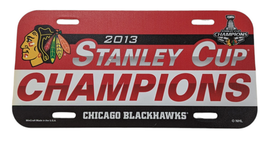 Chicago Blackhawks 2013 Stanley Cup Champions Plastic License Plate