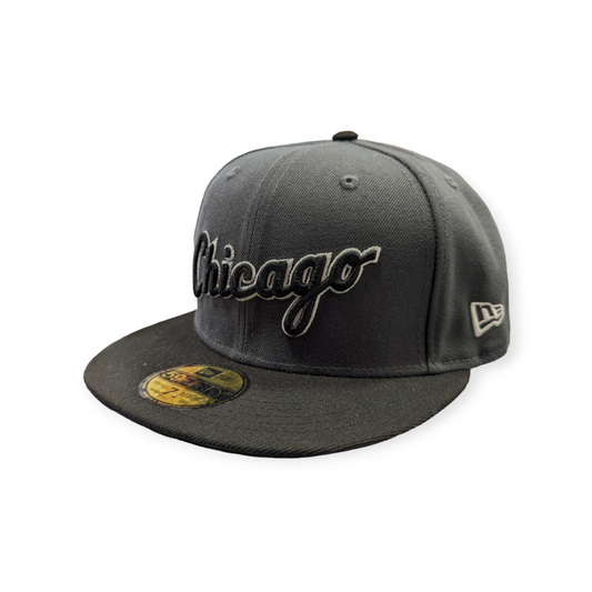 Chicago White Sox Graphite/Black New Era Script 59FIFTY Fitted Hat