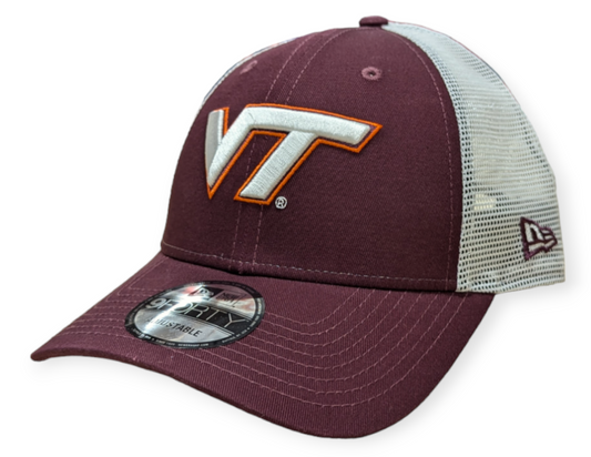 Virginia Tech Hokies New Era Maroon/White Trucker 9FORTY Adjustable Hat - Pro Jersey Sports