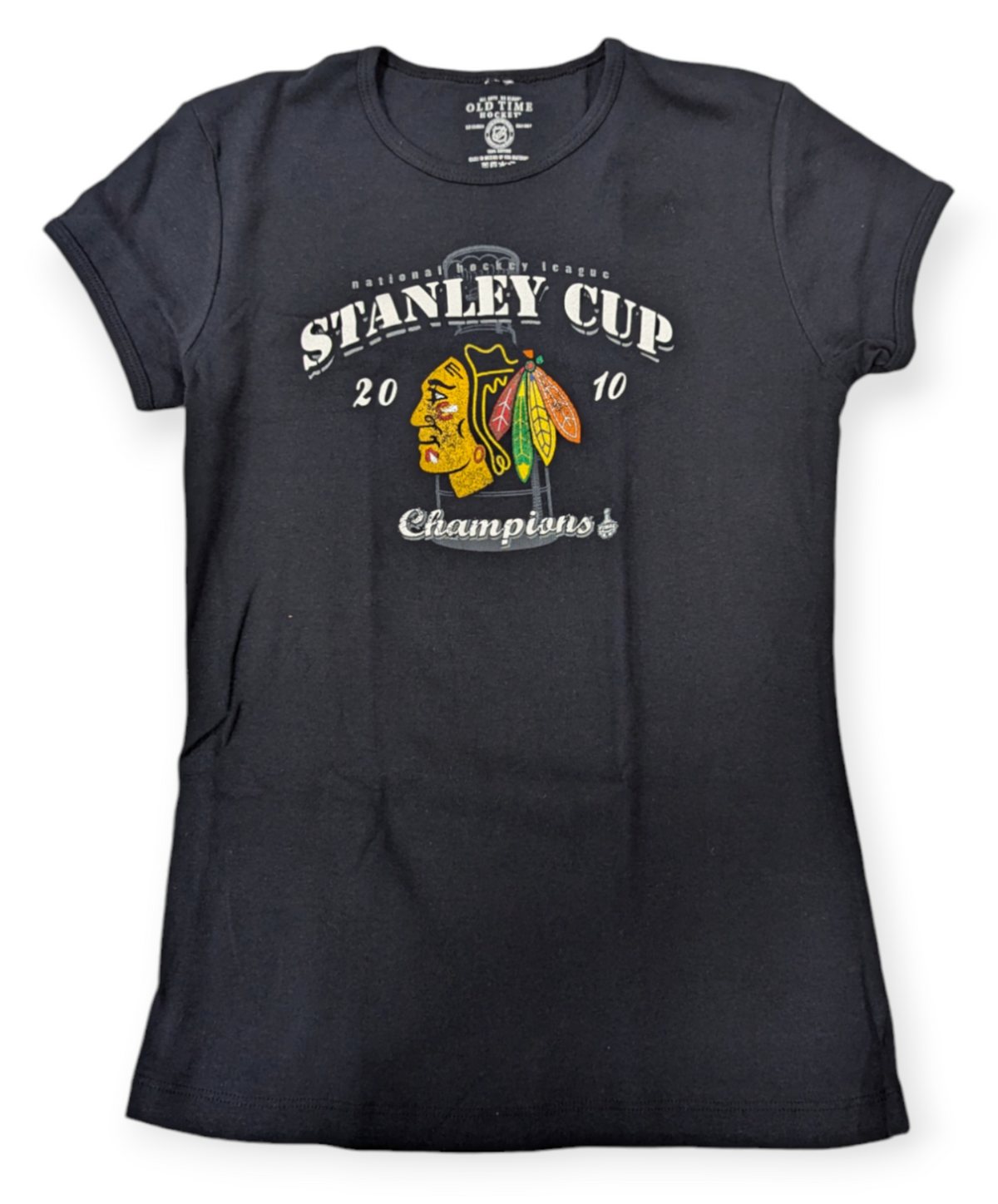 Women's Old Time Hockey Chicago Blackhawks 2010 Stanley Cup Champions Black T-Shirt - Pro Jersey Sports