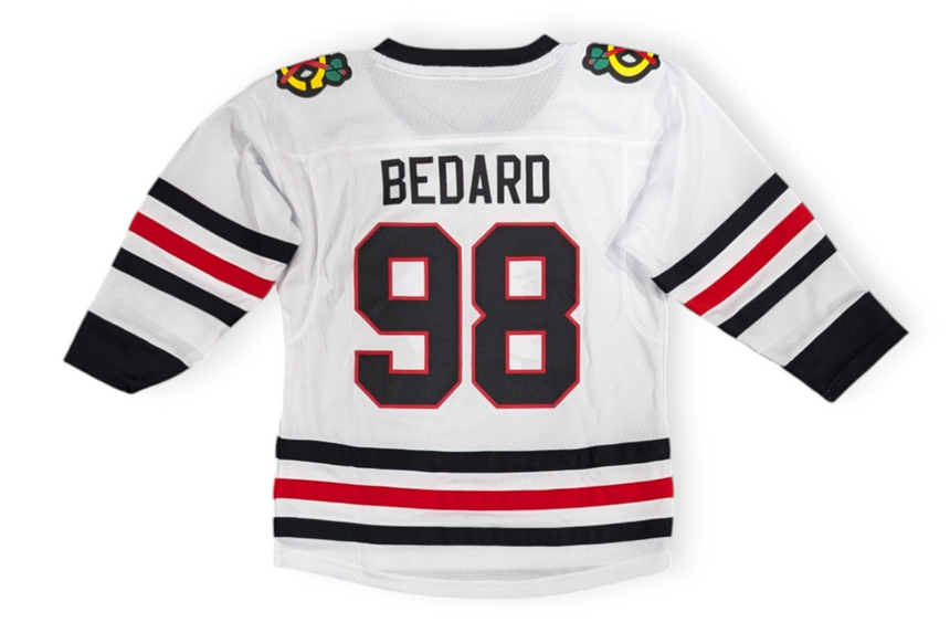 Infant Connor Bedard Chicago Blackhawks White Away Replica Jersey - Pro Jersey Sports