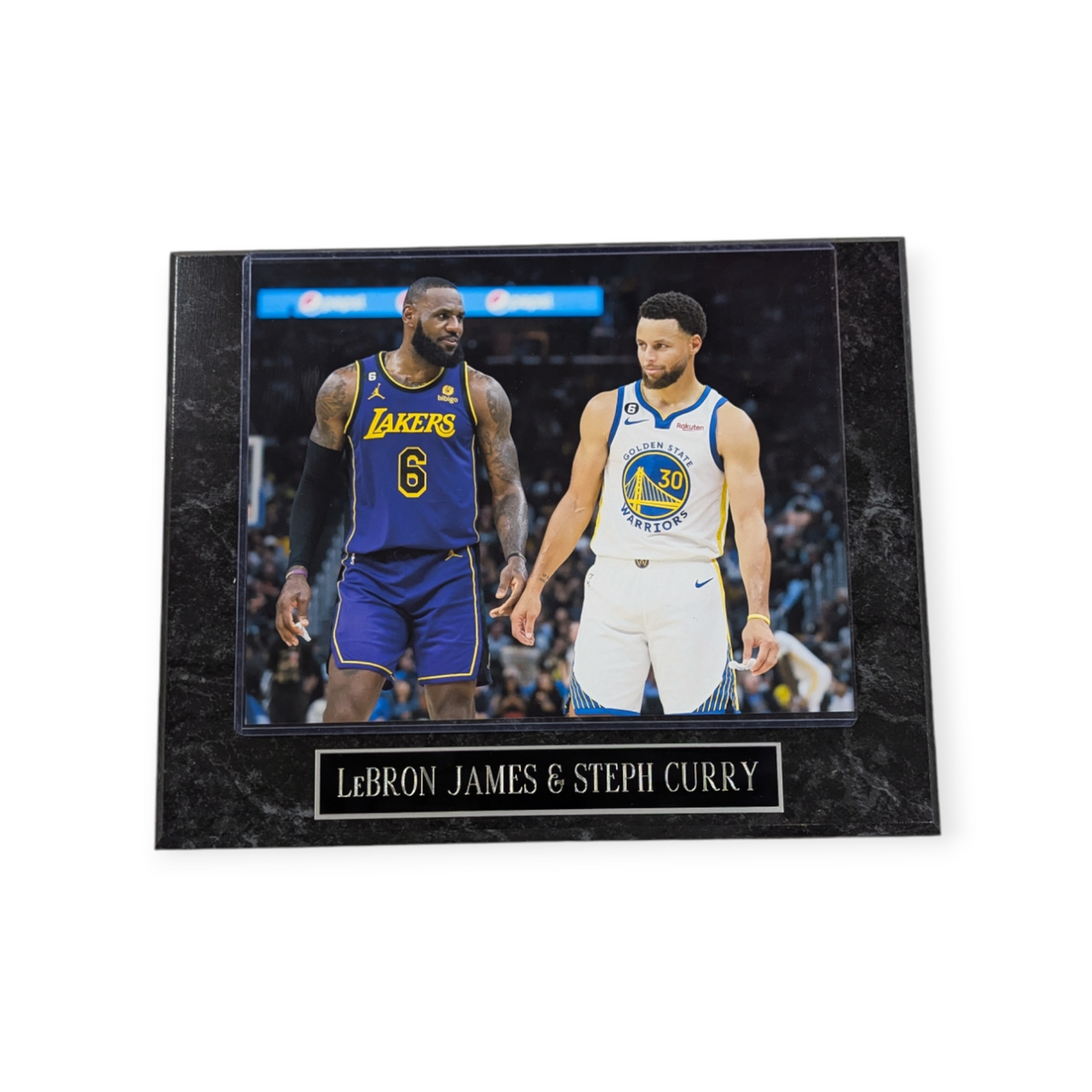 Lebron James Los Angeles Lakers and Stephen Curry Golden State Warriors Wall Plaque - Pro Jersey Sports