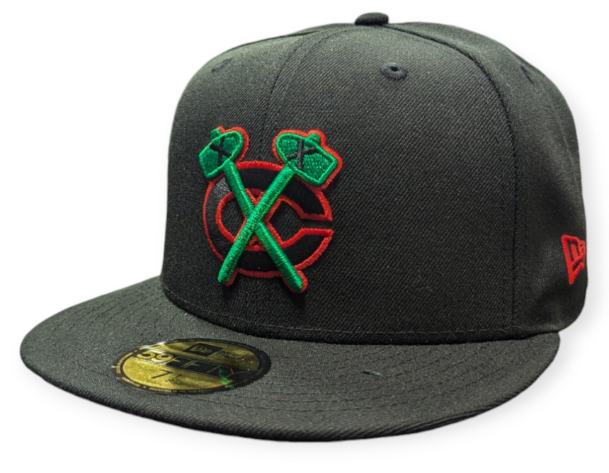 Chicago Blackhawks New Era Black Reverse OTC 59FIFTY Fitted Hat - Pro Jersey Sports