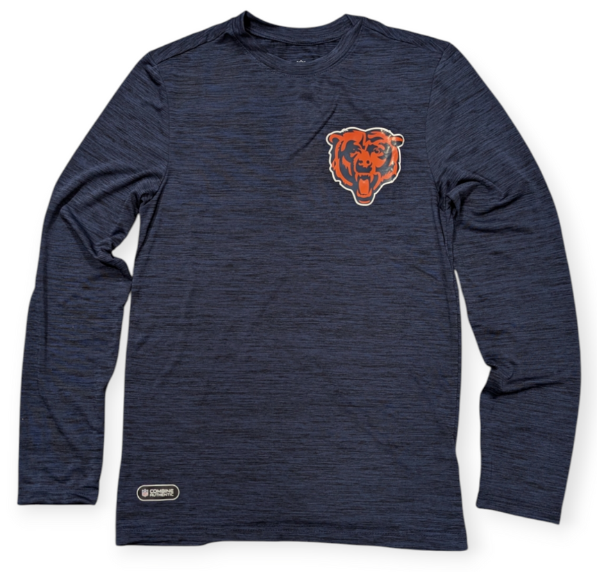 Mens Chicago Bears NFL Combine Navy Tackle Crew Long Sleeve Tee - Pro Jersey Sports