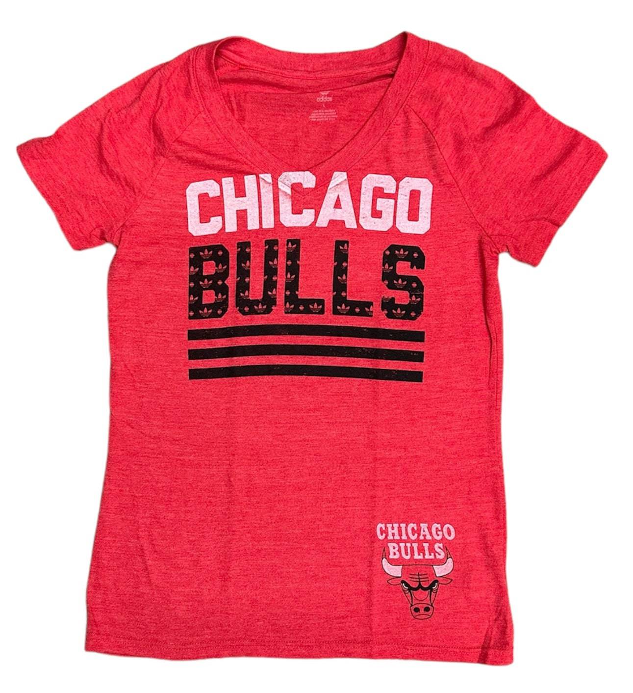 Womens Chicago Bulls BackCourt S/S V-Neck Tri blend Tee - Pro Jersey Sports