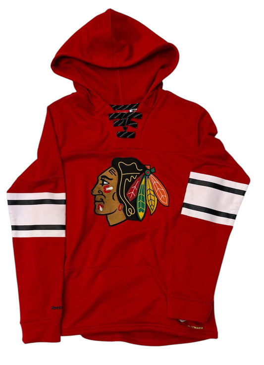 Chicago Blackhawks Reebok Youth Red Face Off Pullover Hoodie - Pro Jersey Sports