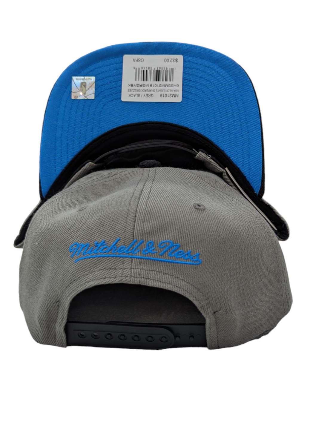 Men's Memphis Grizzlies Mitchell & Ness NBA Neon Lights Gray/Blue Adjustable Snapback Hat - Pro Jersey Sports