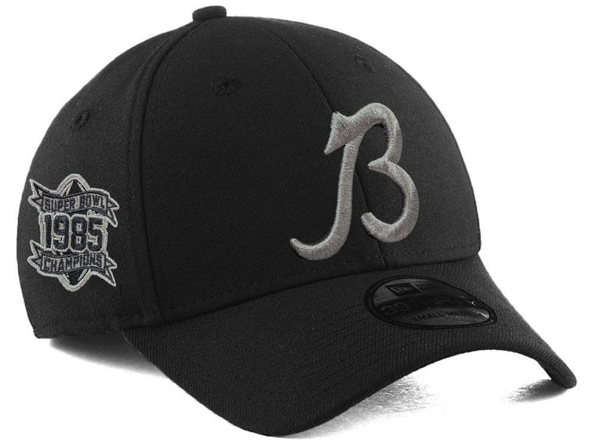 Men's Chicago Bears New Era "B" Black/Graphite 1985 Champions 39THIRTY Flex Hat - Pro Jersey Sports