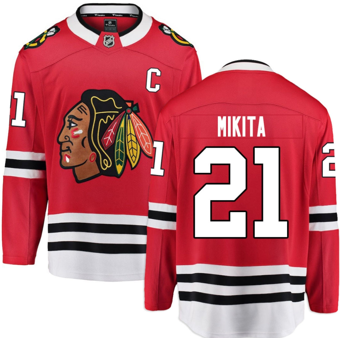 Men's Stan Mikita Chicago Blackhawks Red Home Premium Twill Fanatics Breakaway Replica Jersey - Pro Jersey Sports