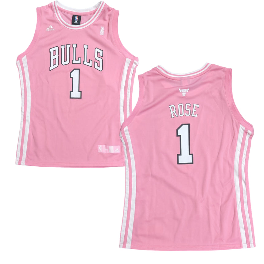 Youth Girls Chicago Bulls Derrick Rose Adidas Pink Replica Jersey - Pro Jersey Sports