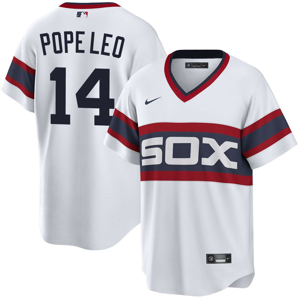 Pope Leo #14 Chicago White Sox NIKE Replica Men's Alternate White Premium Twill Jersey - Pro Jersey Sports