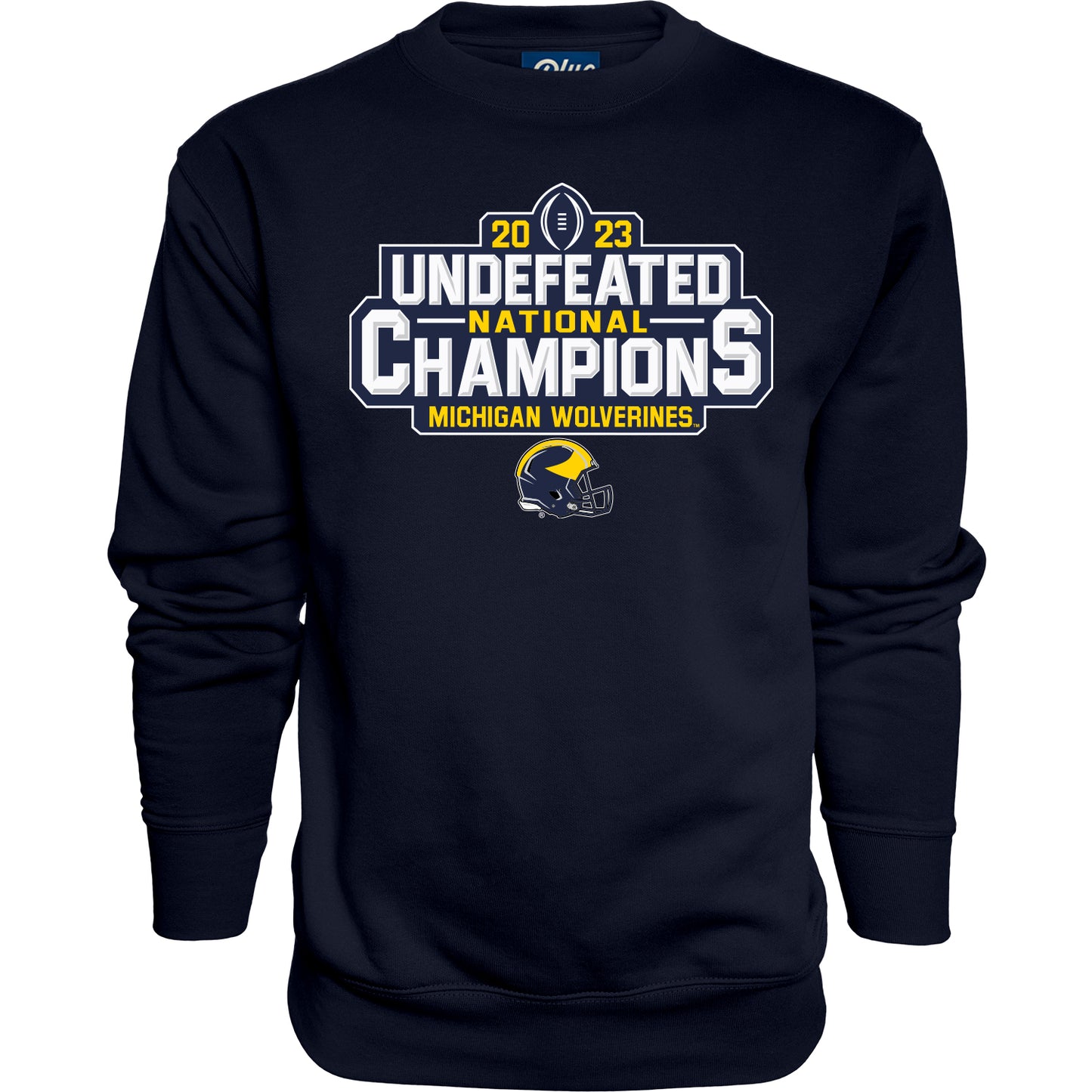 Men's Michigan Wolverines Navy 2023 National Champions Undefeated Season 15-0 Crew - Pro Jersey Sports