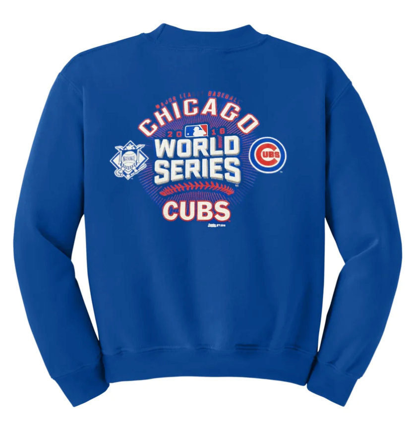 Men’s Chicago Cubs World Series Bound Stitches Crew Royal Blue Neck Fleece - Pro Jersey Sports