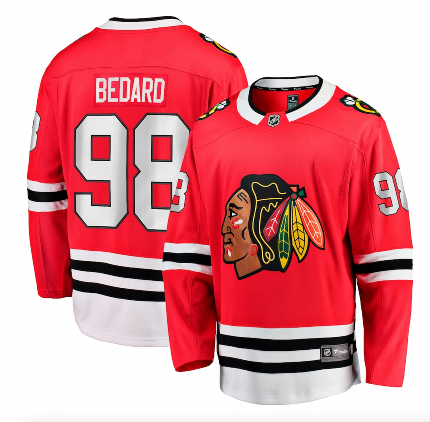 Men's Connor Bedard Chicago Blackhawks Red Home Fanatics Premium Twill Breakaway Replica Jersey - Pro Jersey Sports