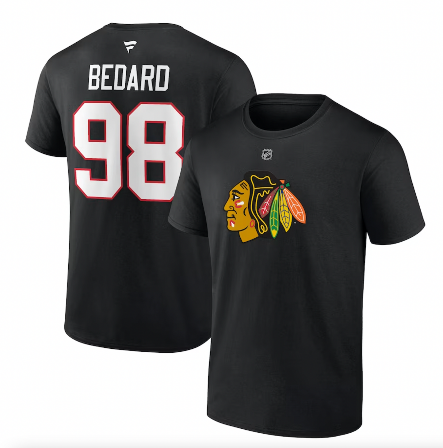 Men's Chicago Blackhawks Connor Bedard Fanatics Black NHL Authentic Stack Player Name & Number T-Shirt - Pro Jersey Sports