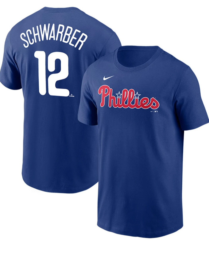 Youth Philadelphia Phillies Kyle Schwarber Nike Blue Player Name & Number T-Shirt - Pro Jersey Sports