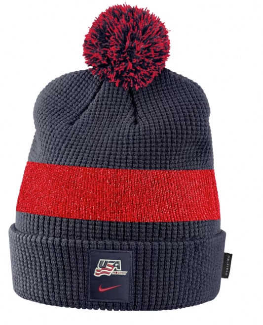 Men’s USA Hockey Sideline Woven Patch Cuff Pom Knit By Nike-Flag - Pro Jersey Sports