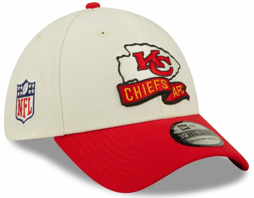 Men's Kansas City Chiefs New Era Cream/Red 2022 Sideline 39THIRTY Flex Hat - Pro Jersey Sports