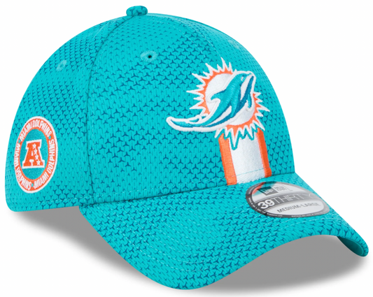 Men's Miami Dolphins New Era 2024 Sideline Aqua 39THIRTY Flex Hat - Pro Jersey Sports
